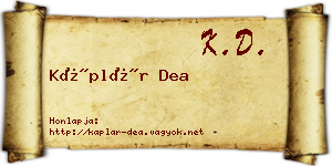 Káplár Dea névjegykártya